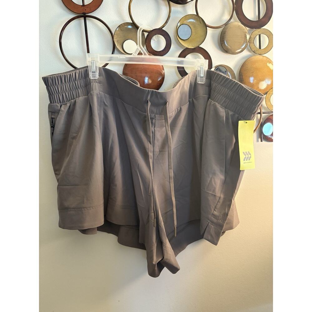 All in Motion Womens 4X Brown Athletic Lined Zip Pocket Running Shorts